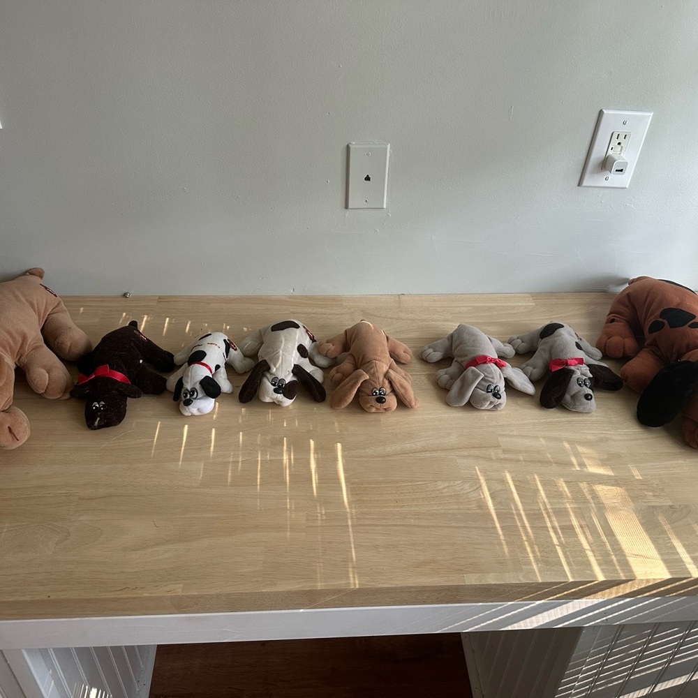 Charming Plush Dog Toy Set - Brown, Black, and Gray